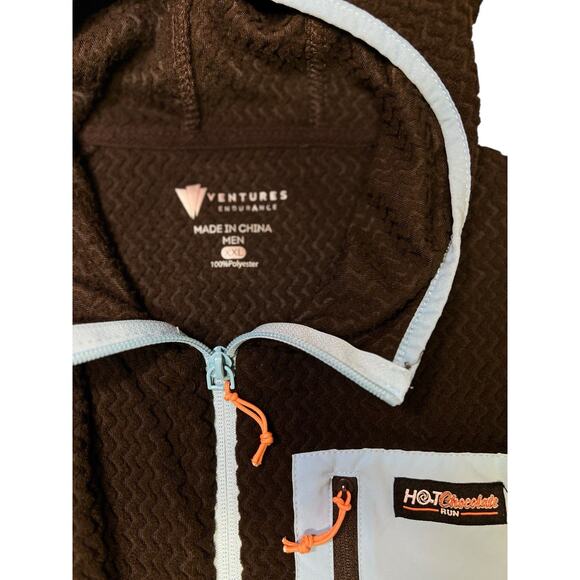 Hot Chocolate Run Jacket Men’s XXL Brown Fleece Hoodie Zip Up Ventures Endurance - Picture 9 of 11